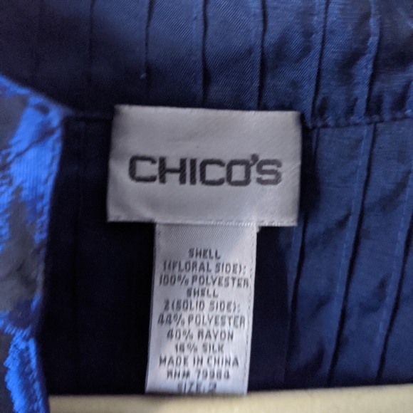 Chico's Satin Floral Patterned Blazer Jacket - Picture 4 of 4